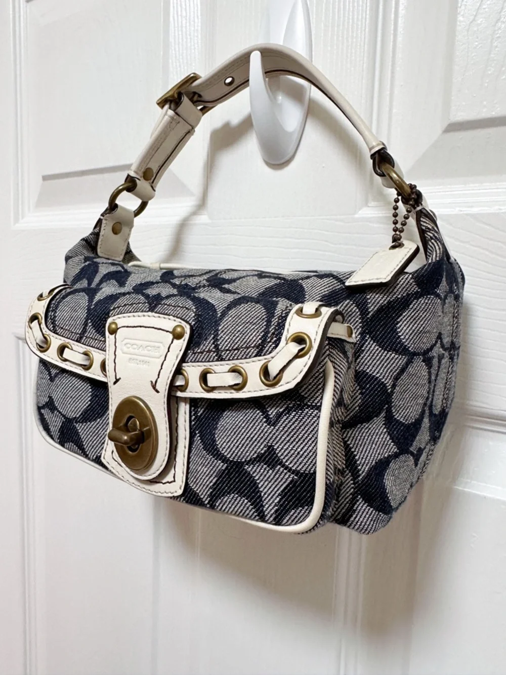 Coach 2006 Legacy Hamptons Mini Shoulder Bag Denim Signature Canvas Rare Y2K